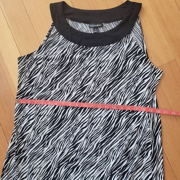 Y2K zebra print sleeveless shift dress scoop‎ neck knee length maximalist - Picture 6 of 9